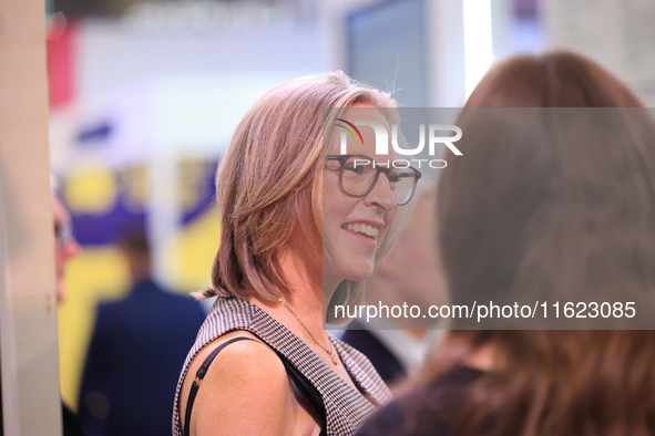 Susannah Cleverly attends the Conservative Party Conference at the International Conference Centre in Birmingham, England, on September 30,...