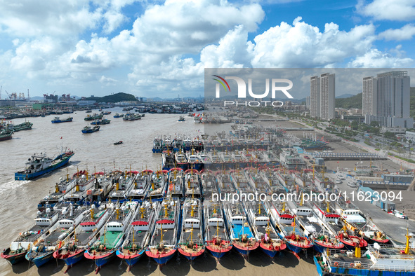 Many fishing boats dock at Shenjiamen Fishing Port in Putuo district of Zhoushan City, Zhejiang province, in Zhoushan, China, on September 3...