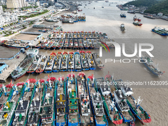 Many fishing boats dock at Shenjiamen Fishing Port in Putuo district of Zhoushan City, Zhejiang province, in Zhoushan, China, on September 3...