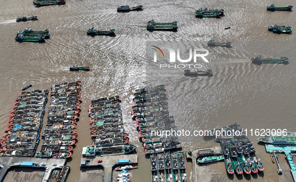 Many fishing boats dock at Shenjiamen Fishing Port in Putuo district of Zhoushan City, Zhejiang province, in Zhoushan, China, on September 3...