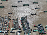 Many fishing boats dock at Shenjiamen Fishing Port in Putuo district of Zhoushan City, Zhejiang province, in Zhoushan, China, on September 3...