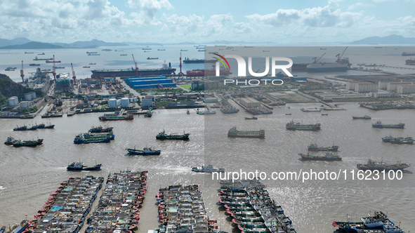 Many fishing boats dock at Shenjiamen Fishing Port in Putuo district of Zhoushan City, Zhejiang province, in Zhoushan, China, on September 3...