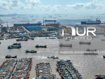 Many fishing boats dock at Shenjiamen Fishing Port in Putuo district of Zhoushan City, Zhejiang province, in Zhoushan, China, on September 3...