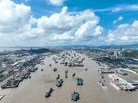 Many fishing boats dock at Shenjiamen Fishing Port in Putuo district of Zhoushan City, Zhejiang province, in Zhoushan, China, on September 3...