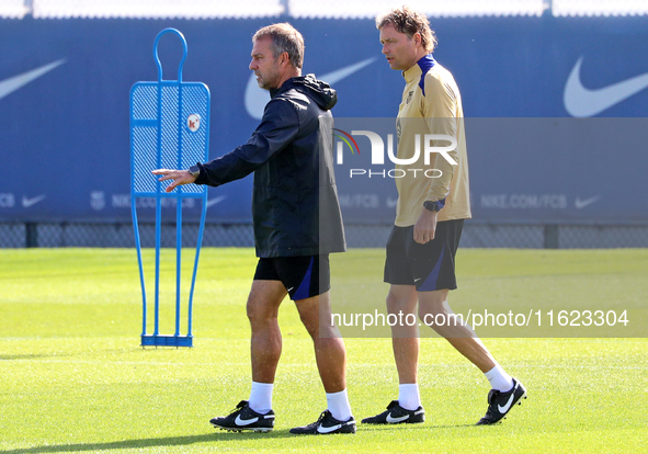 Hansi Flick during FC Barcelona training at the Joan Gamper sports city, prior to the Champions League match against Young Boys, in Barcelon...