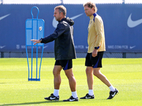 Hansi Flick during FC Barcelona training at the Joan Gamper sports city, prior to the Champions League match against Young Boys, in Barcelon...