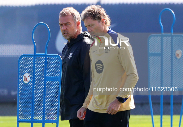 Hansi Flick during FC Barcelona training at the Joan Gamper sports city, prior to the Champions League match against Young Boys, in Barcelon...