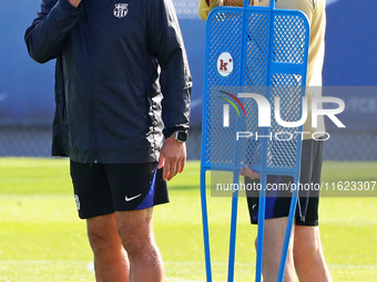 Hansi Flick during FC Barcelona training at the Joan Gamper sports city, prior to the Champions League match against Young Boys, in Barcelon...