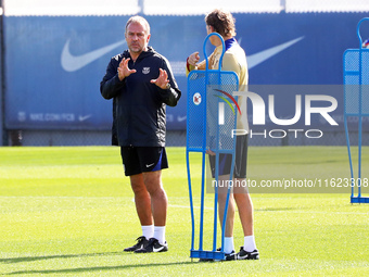 Hansi Flick during FC Barcelona training at the Joan Gamper sports city, prior to the Champions League match against Young Boys, in Barcelon...