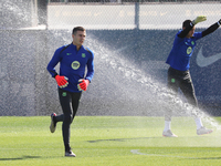 Inaki Pena trains with FC Barcelona at the Joan Gamper sports city in Barcelona, Spain, on September 30, 2024, prior to the Champions League...