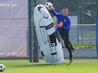 Inaki Pena trains with FC Barcelona at the Joan Gamper sports city in Barcelona, Spain, on September 30, 2024, prior to the Champions League...