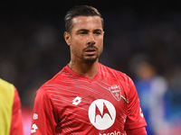 Armando Izzo of AC Monza warms up before the Serie A match between SSC Napoli and AC Monza at Stadio Diego Armando Maradona Naples Italy on...