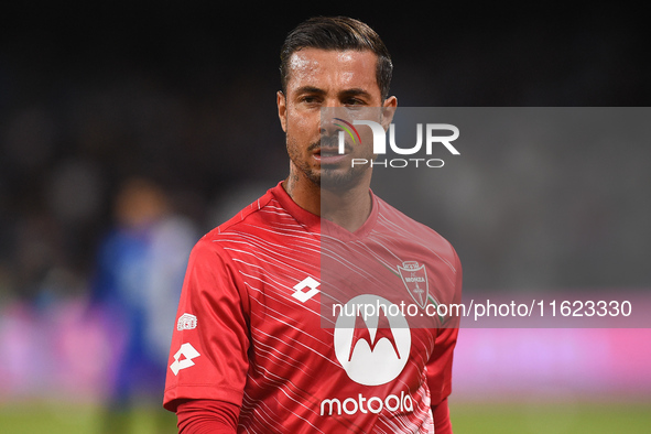 Armando Izzo of AC Monza warms up before the Serie A match between SSC Napoli and AC Monza at Stadio Diego Armando Maradona Naples Italy on...