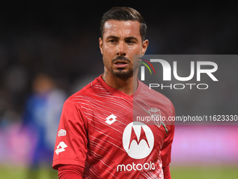 Armando Izzo of AC Monza warms up before the Serie A match between SSC Napoli and AC Monza at Stadio Diego Armando Maradona Naples Italy on...