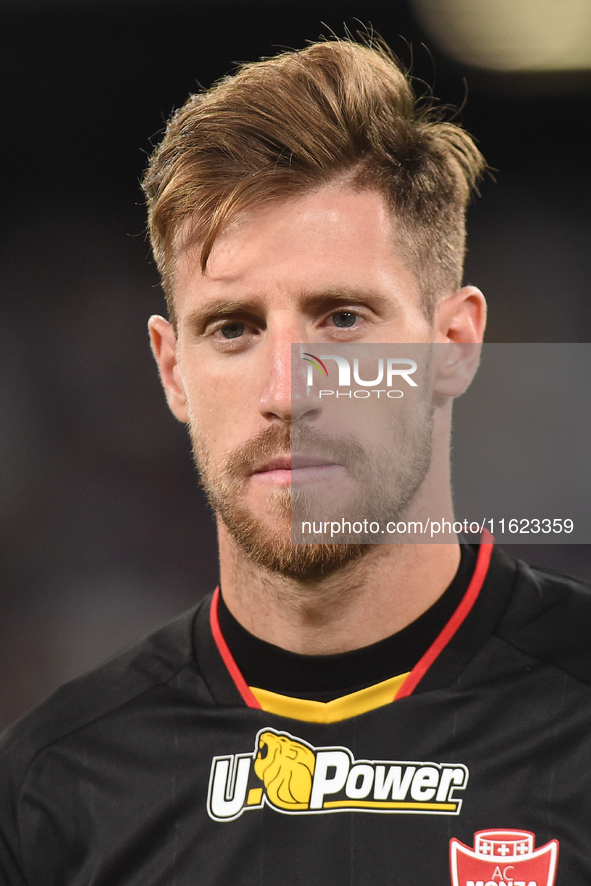 Georgios Kyriakopoulos of AC Monza during the Serie A match between SSC Napoli and AC Monza at Stadio Diego Armando Maradona Naples Italy on...