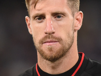 Georgios Kyriakopoulos of AC Monza during the Serie A match between SSC Napoli and AC Monza at Stadio Diego Armando Maradona Naples Italy on...