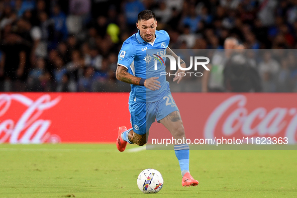 Matteo Politano of SSC Napoli during the Serie A match between SSC Napoli and AC Monza at Stadio Diego Armando Maradona Naples Italy on 29 S...