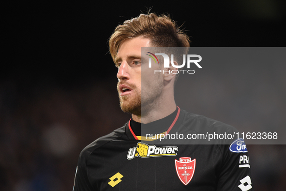 Georgios Kyriakopoulos of AC Monza during the Serie A match between SSC Napoli and AC Monza at Stadio Diego Armando Maradona Naples Italy on...