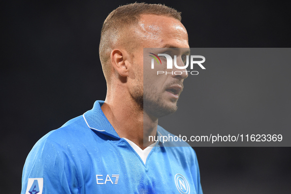 Stanislav Lobotka of SSC Napoli during the Serie A match between SSC Napoli and AC Monza at Stadio Diego Armando Maradona Naples Italy on 29...