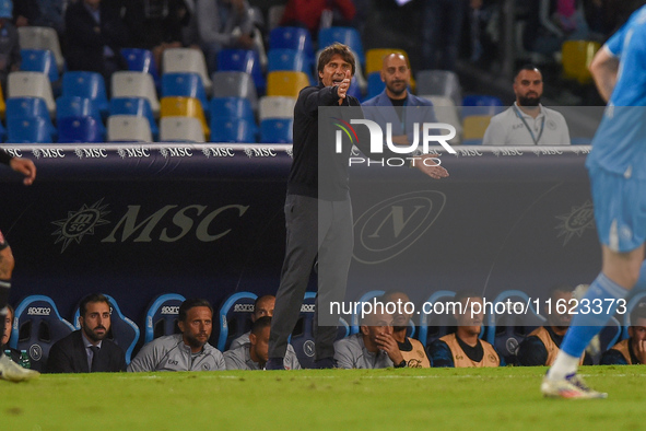 Antonio Conte Head Coach of SSC Napoli during the Serie A match between SSC Napoli and AC Monza at Stadio Diego Armando Maradona Naples Ital...