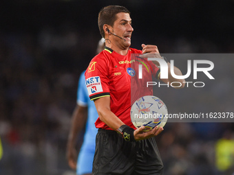 Referee Gianluca Manganiello during the Serie A match between SSC Napoli and AC Monza at Stadio Diego Armando Maradona Naples Italy on 29 Se...