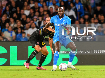 Romelu Lukaku of SSC Napoli during the Serie A match between SSC Napoli and AC Monza at Stadio Diego Armando Maradona Naples Italy on 29 Sep...