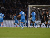 Matteo Politano of SSC Napoli celebrates after scoring during the Serie A match between SSC Napoli and AC Monza at Stadio Diego Armando Mara...