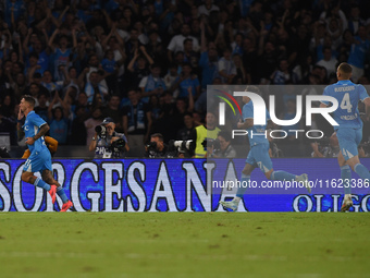 Matteo Politano of SSC Napoli celebrates after scoring during the Serie A match between SSC Napoli and AC Monza at Stadio Diego Armando Mara...