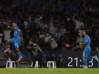 Matteo Politano of SSC Napoli celebrates after scoring during the Serie A match between SSC Napoli and AC Monza at Stadio Diego Armando Mara...