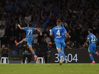 Khvicha Kvaratskhelia of SSC Napoli celebrates after scoring during the Serie A match between SSC Napoli and AC Monza at Stadio Diego Armand...