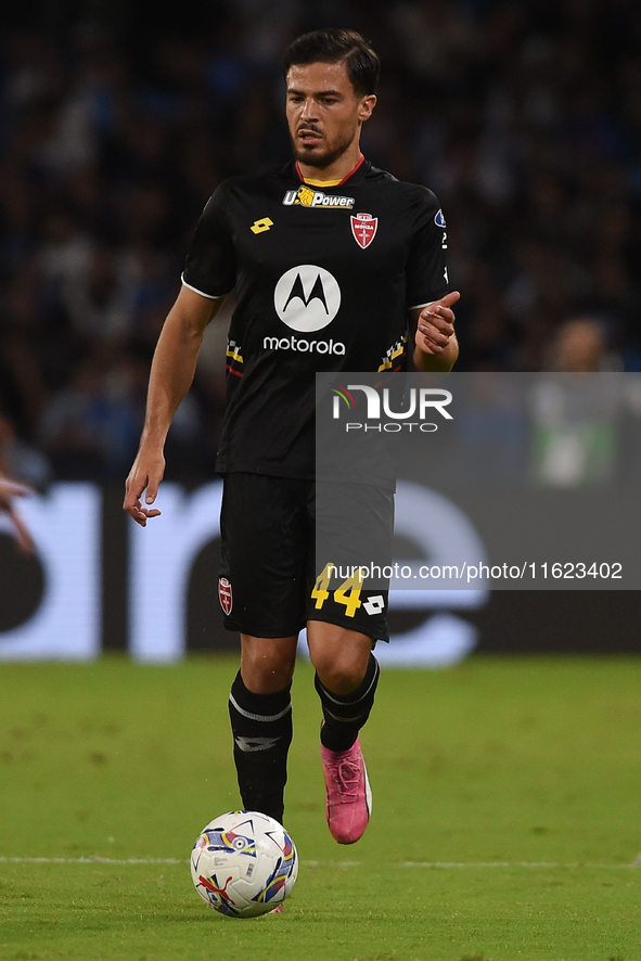 Andrea Carboni of AC Monza during the Serie A match between SSC Napoli and AC Monza at Stadio Diego Armando Maradona Naples Italy on 29 Sept...