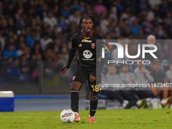 Warren Bondo of AC Monza during the Serie A match between SSC Napoli and AC Monza at Stadio Diego Armando Maradona Naples Italy on 29 Septem...