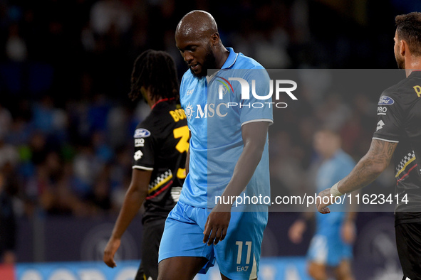 Romelu Lukaku of SSC Napoli during the Serie A match between SSC Napoli and AC Monza at Stadio Diego Armando Maradona Naples Italy on 29 Sep...