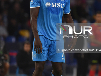 Romelu Lukaku of SSC Napoli during the Serie A match between SSC Napoli and AC Monza at Stadio Diego Armando Maradona Naples Italy on 29 Sep...