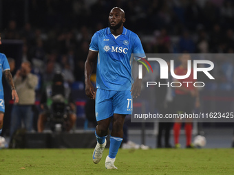 Romelu Lukaku of SSC Napoli during the Serie A match between SSC Napoli and AC Monza at Stadio Diego Armando Maradona Naples Italy on 29 Sep...