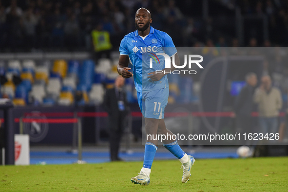 Romelu Lukaku of SSC Napoli during the Serie A match between SSC Napoli and AC Monza at Stadio Diego Armando Maradona Naples Italy on 29 Sep...