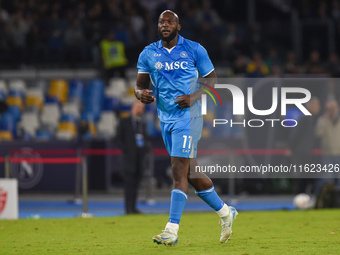 Romelu Lukaku of SSC Napoli during the Serie A match between SSC Napoli and AC Monza at Stadio Diego Armando Maradona Naples Italy on 29 Sep...