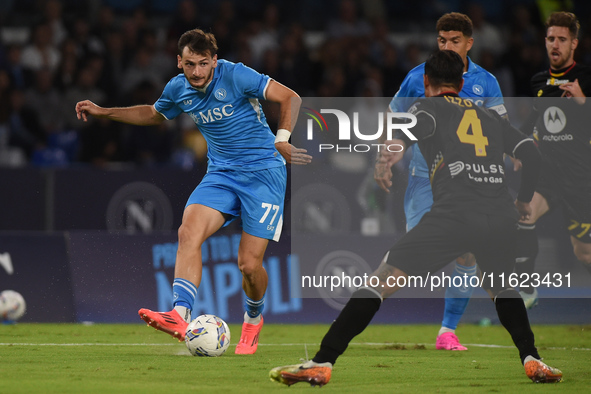 Khvicha Kvaratskhelia of SSC Napoli during the Serie A match between SSC Napoli and AC Monza at Stadio Diego Armando Maradona Naples Italy o...