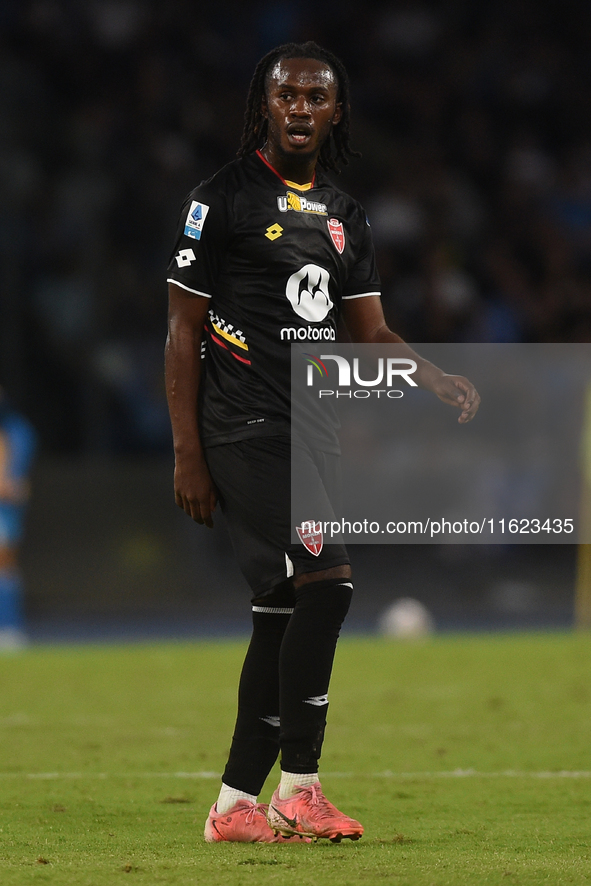 Warren Bondo of AC Monza during the Serie A match between SSC Napoli and AC Monza at Stadio Diego Armando Maradona Naples Italy on 29 Septem...