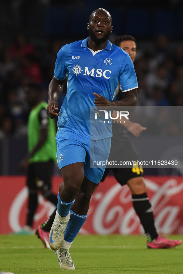 Romelu Lukaku of SSC Napoli during the Serie A match between SSC Napoli and AC Monza at Stadio Diego Armando Maradona Naples Italy on 29 Sep...