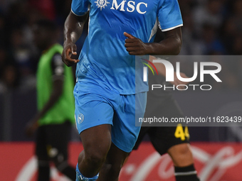 Romelu Lukaku of SSC Napoli during the Serie A match between SSC Napoli and AC Monza at Stadio Diego Armando Maradona Naples Italy on 29 Sep...