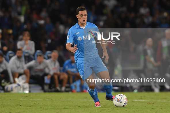 Giacomo Raspadori of SSC Napoli during the Serie A match between SSC Napoli and AC Monza at Stadio Diego Armando Maradona Naples Italy on 29...