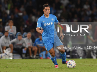 Giacomo Raspadori of SSC Napoli during the Serie A match between SSC Napoli and AC Monza at Stadio Diego Armando Maradona Naples Italy on 29...