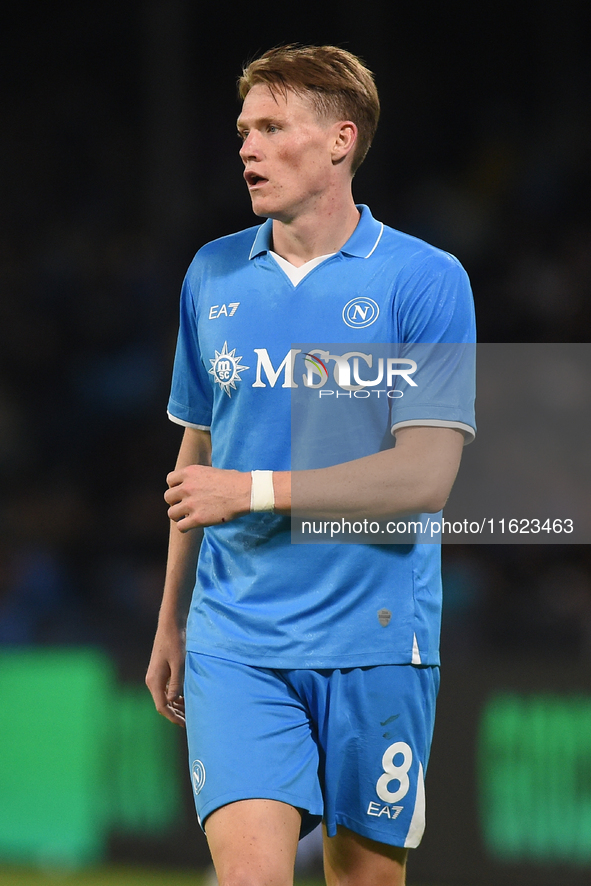 Scott McTominay of SSC Napoli during the Serie A match between SSC Napoli and AC Monza at Stadio Diego Armando Maradona Naples Italy on 29 S...