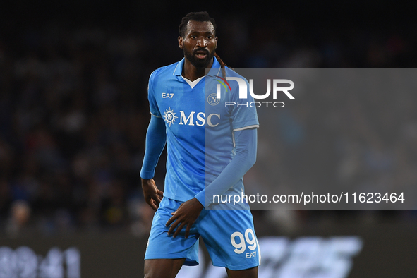 Andre-Frank Zambo Anguissa of SSC Napoli during the Serie A match between SSC Napoli and AC Monza at Stadio Diego Armando Maradona Naples It...