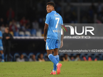 David Neres of SSC Napoli during the Serie A match between SSC Napoli and AC Monza at Stadio Diego Armando Maradona Naples Italy on 29 Septe...