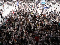 Passengers are seen in a waiting room at Nanchang Railway Station in Nanchang, China, on September 30, 2024. (