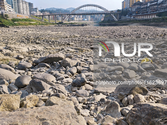 The bare scenery of the Qingshui River beach during the dry season in Jinping, Guizhou, China, on September 30, 2024. (