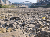 The bare scenery of the Qingshui River beach during the dry season in Jinping, Guizhou, China, on September 30, 2024. (