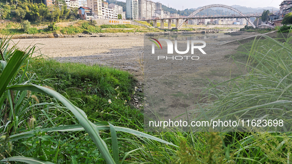 The bare scenery of the Qingshui River beach during the dry season in Jinping, Guizhou, China, on September 30, 2024. 